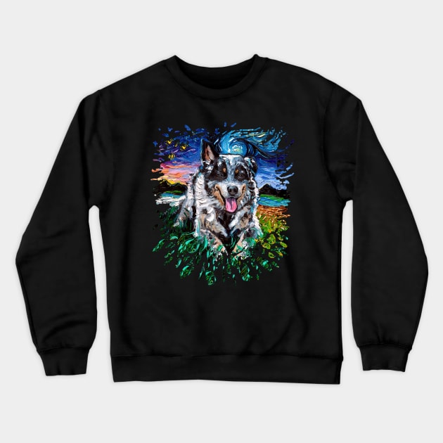 Australian Cattle Dog Night Crewneck Sweatshirt by sagittariusgallery